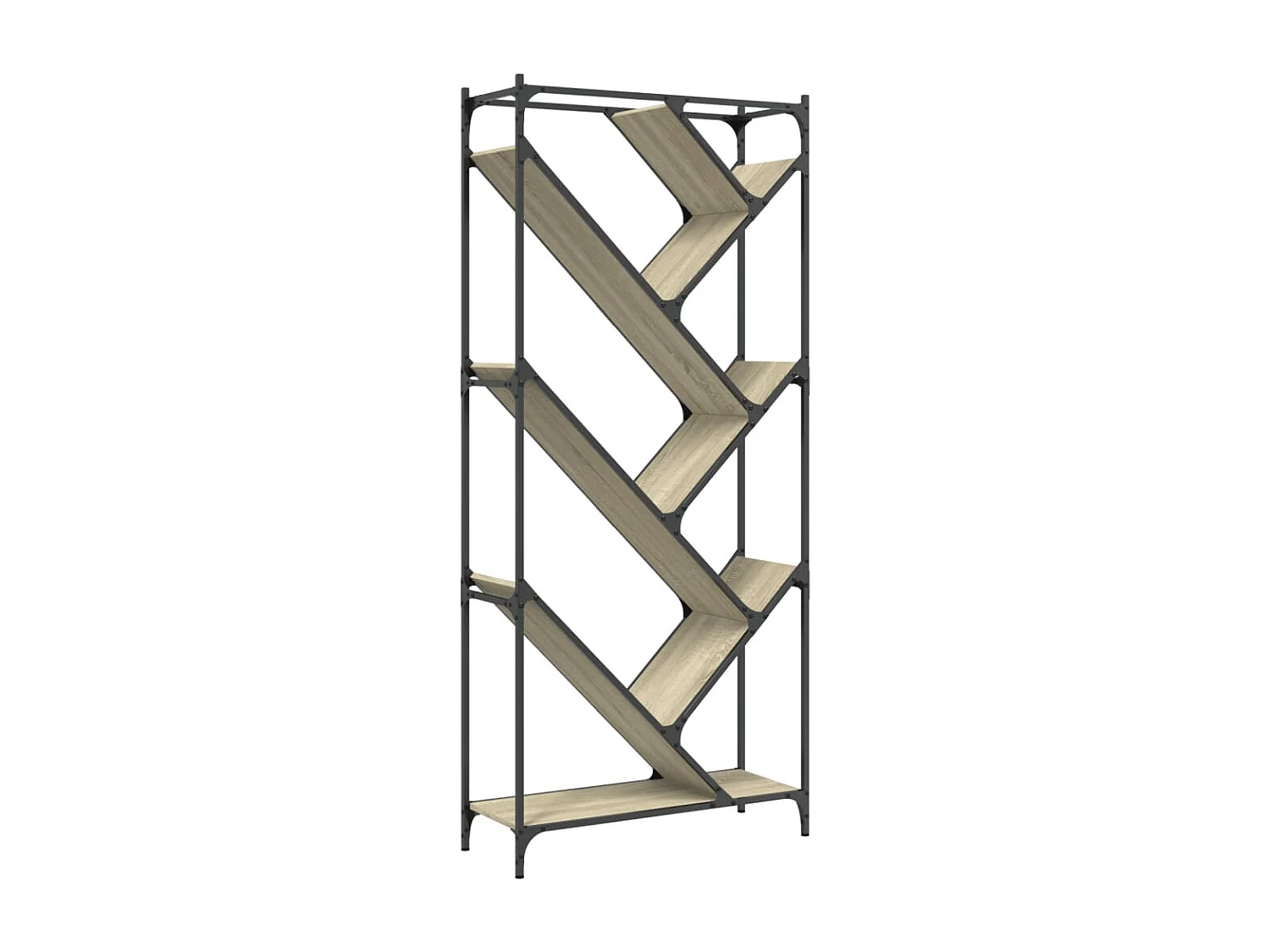 Libreria | Scaffale | Mobile di stoccaggio Rovere Sonoma 79x30x180cm Legno Multistrato e Metallo