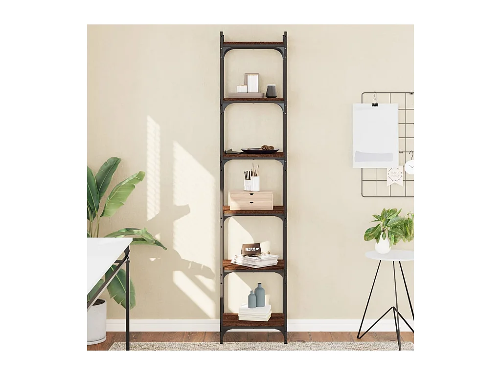 Libreria | Scaffale | Mobile di stoccaggio 6 Ripiani Rovere Marrone 40x30x188cm Legno Multistrato