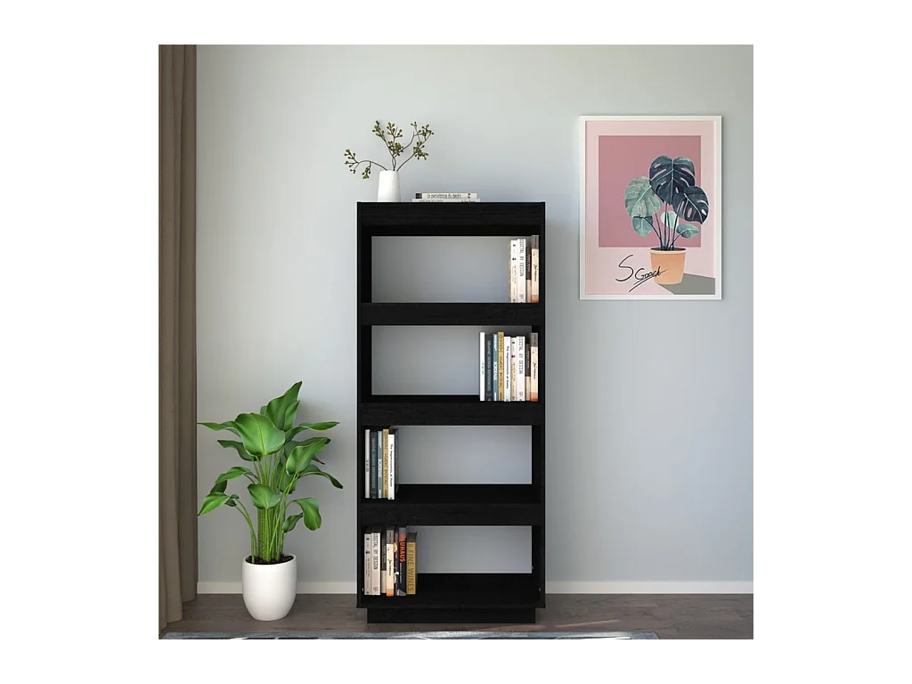 Bibliothèque | Etagère de rangement | Meuble de rangement Noir 60x35x135 cm Pin massif