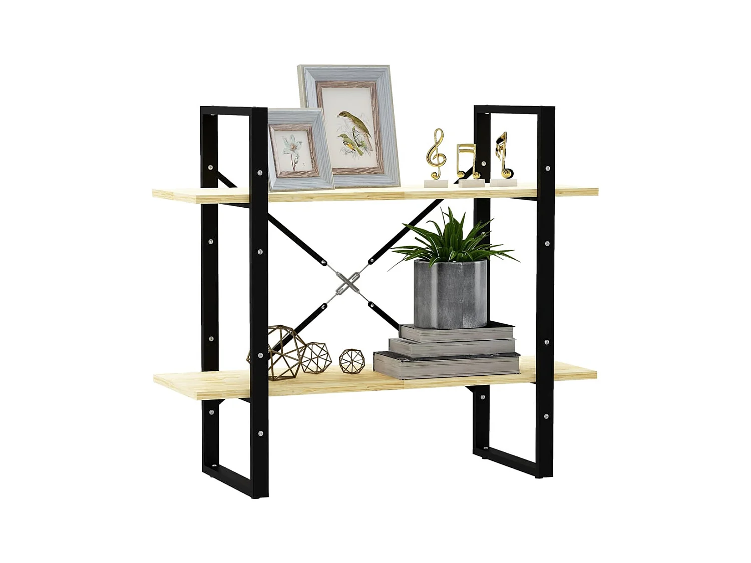 Bibliothèque | Etagère de rangement | Meuble de rangement à 2 niveaux 80x30x70 cm Bois de pin massif