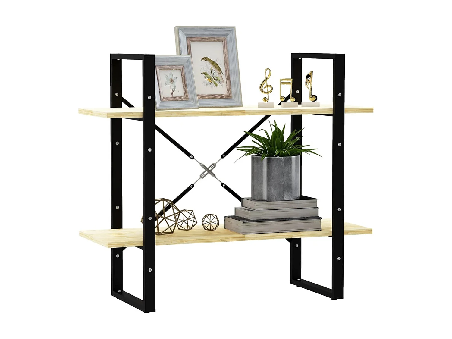 Libreria | Scaffale | Mobile di stoccaggio a 2 Ripiani 80x30x70 cm in Legno Massello di Pino