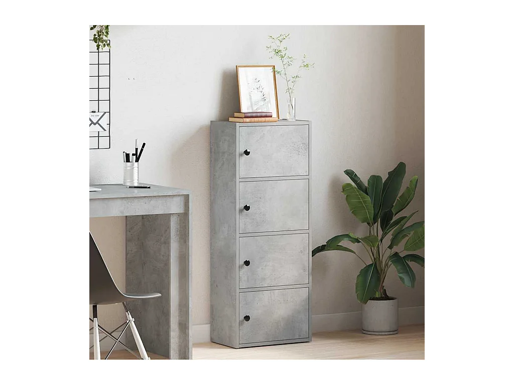 Bibliothèque | Etagère de rangement | Meuble de rangement gris béton 40x24x102 cm bois d'ingénierie