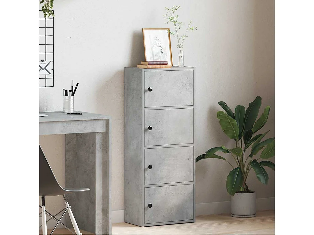 Libreria | Scaffale | Mobile di stoccaggio Grigio Cemento 40x24x102 cm in Legno Multistrato