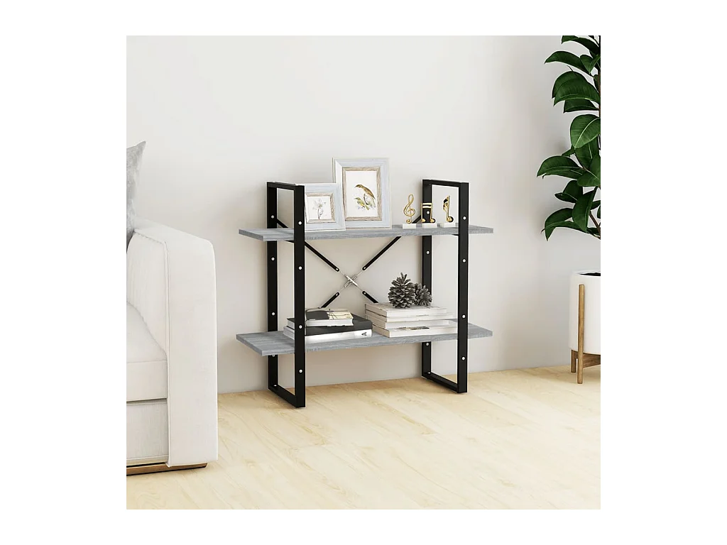 Bibliothèque | Etagère de rangement | Meuble de rangement 2 niveaux Sonoma gris 80x30x70cm Bois d'ingénierie