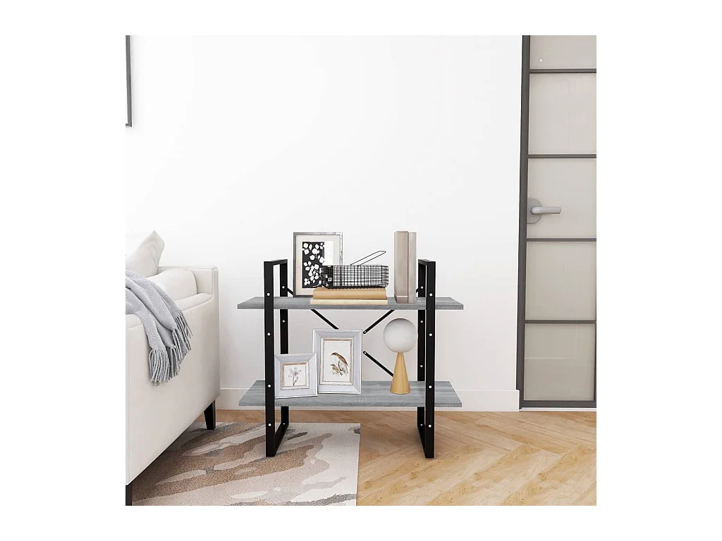 Bibliothèque | Etagère de rangement | Meuble de rangement 2 niveaux Sonoma gris 80x30x70cm Bois d'ingénierie