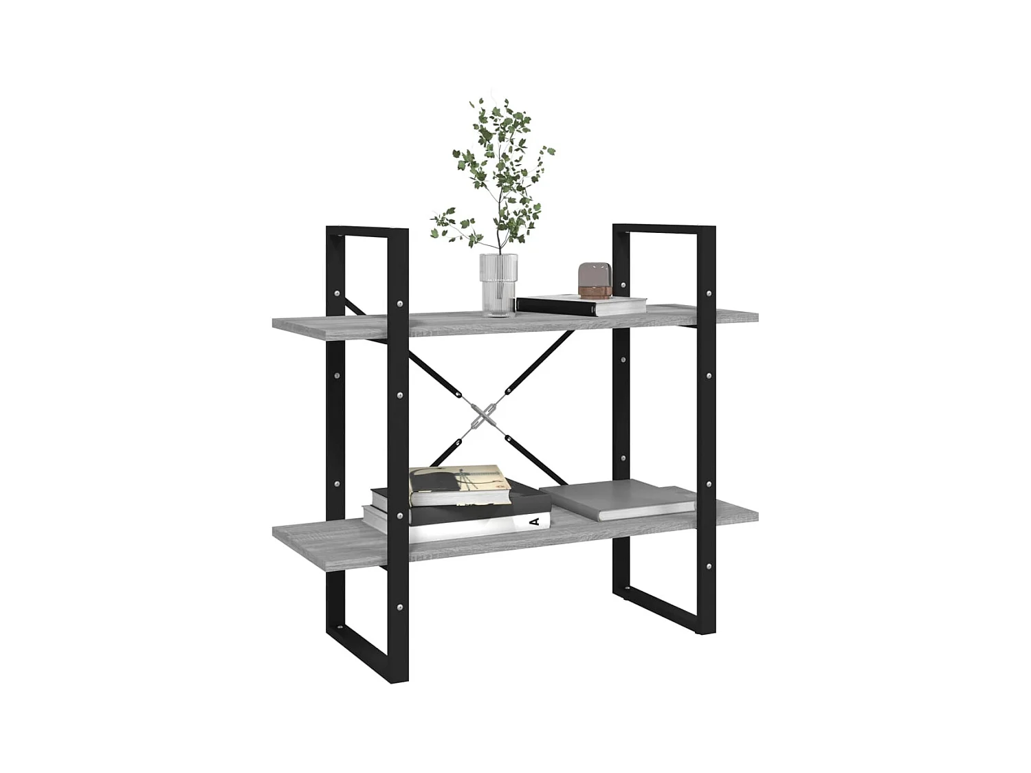 Bibliothèque | Etagère de rangement | Meuble de rangement 2 niveaux Sonoma gris 80x30x70cm Bois d'ingénierie