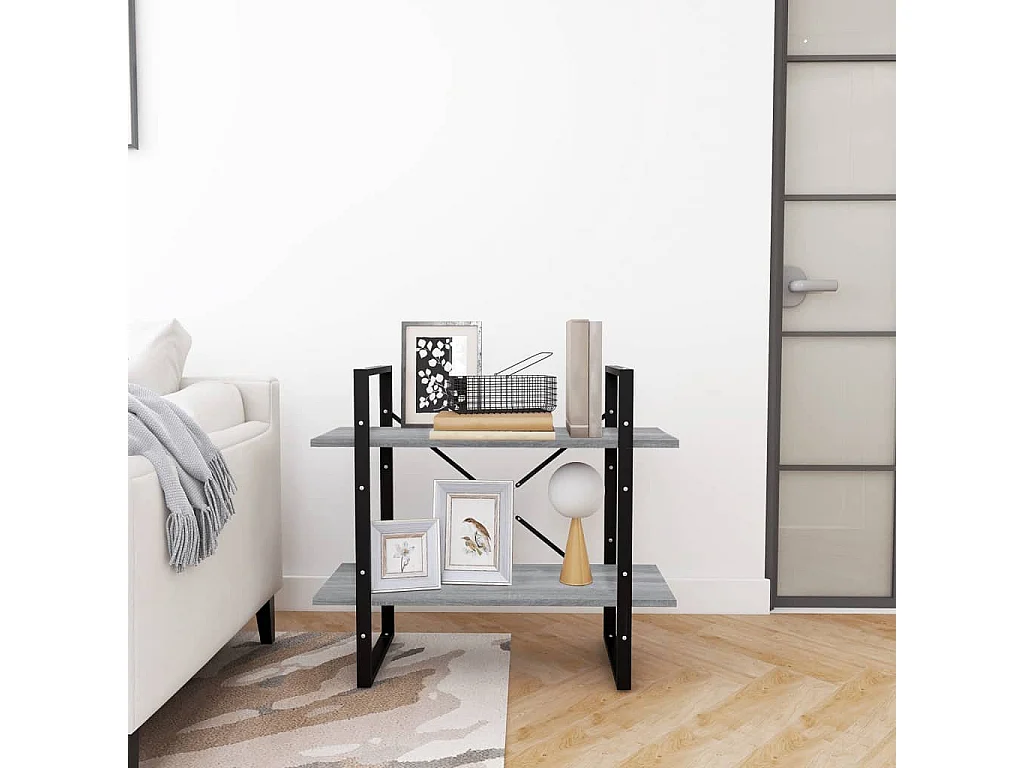 Libreria | Scaffale | Mobile di stoccaggio a 2 Ripiani Grigio Sonoma 80x30x70cm Legno Multistrato