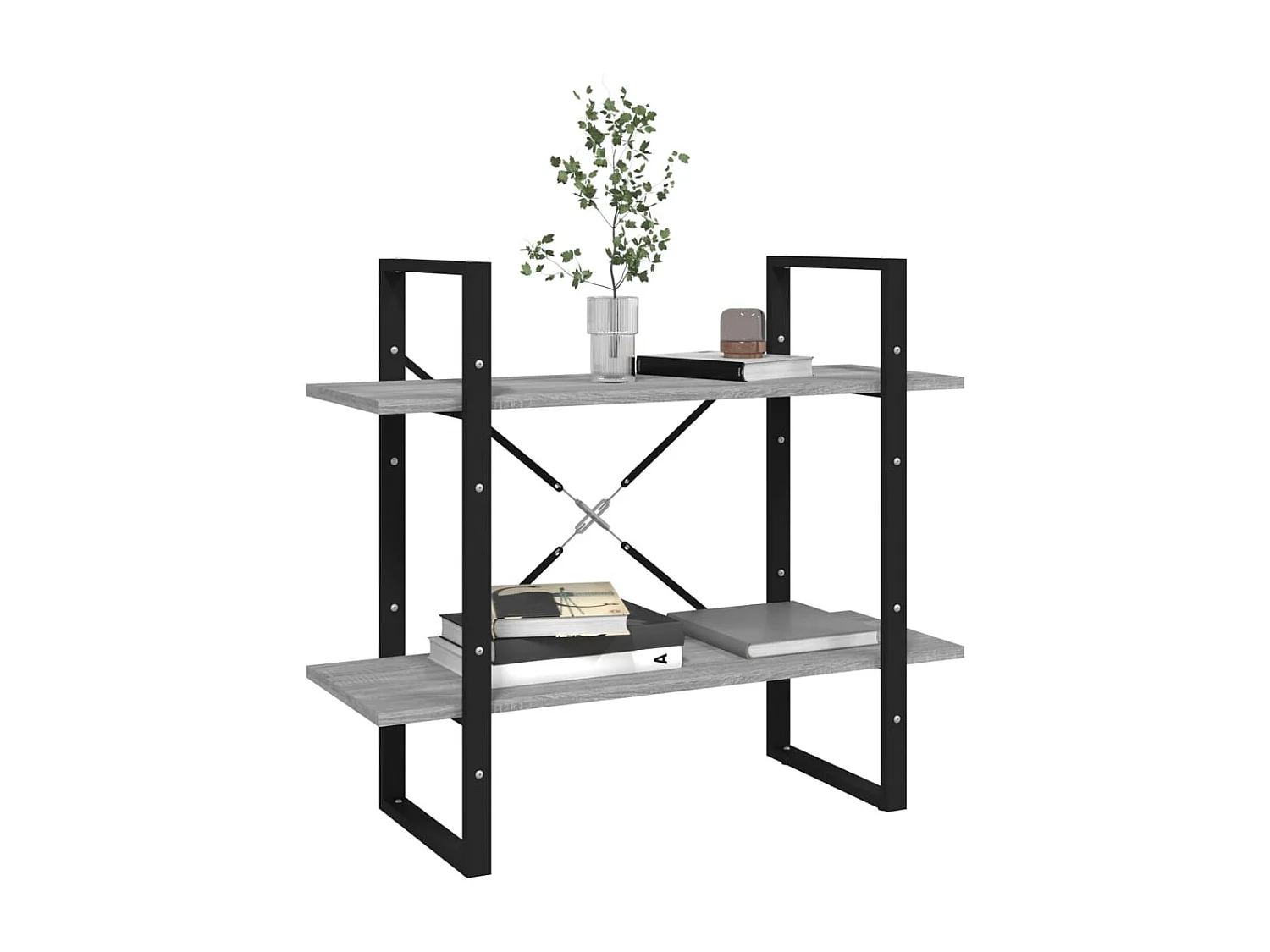 Libreria | Scaffale | Mobile di stoccaggio a 2 Ripiani Grigio Sonoma 80x30x70cm Legno Multistrato