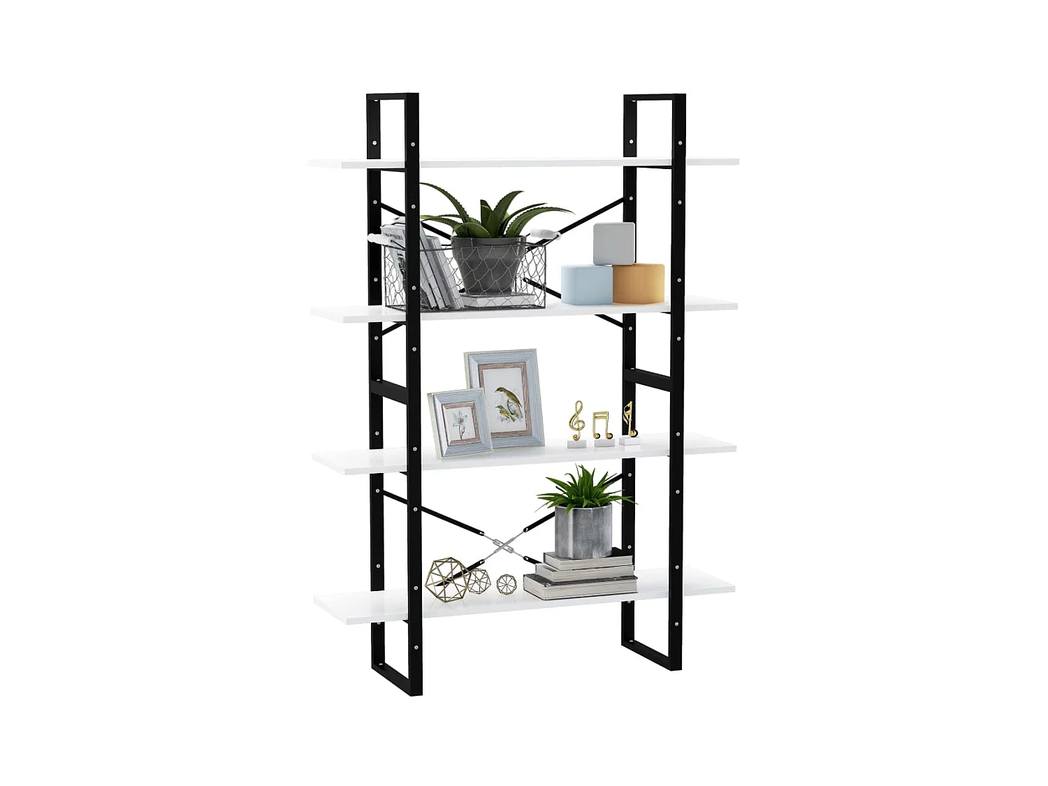 Bibliothèque | Etagère de rangement | Meuble de rangement à 4 niveaux blanc 100x30x140 cm bois d'ingénierie