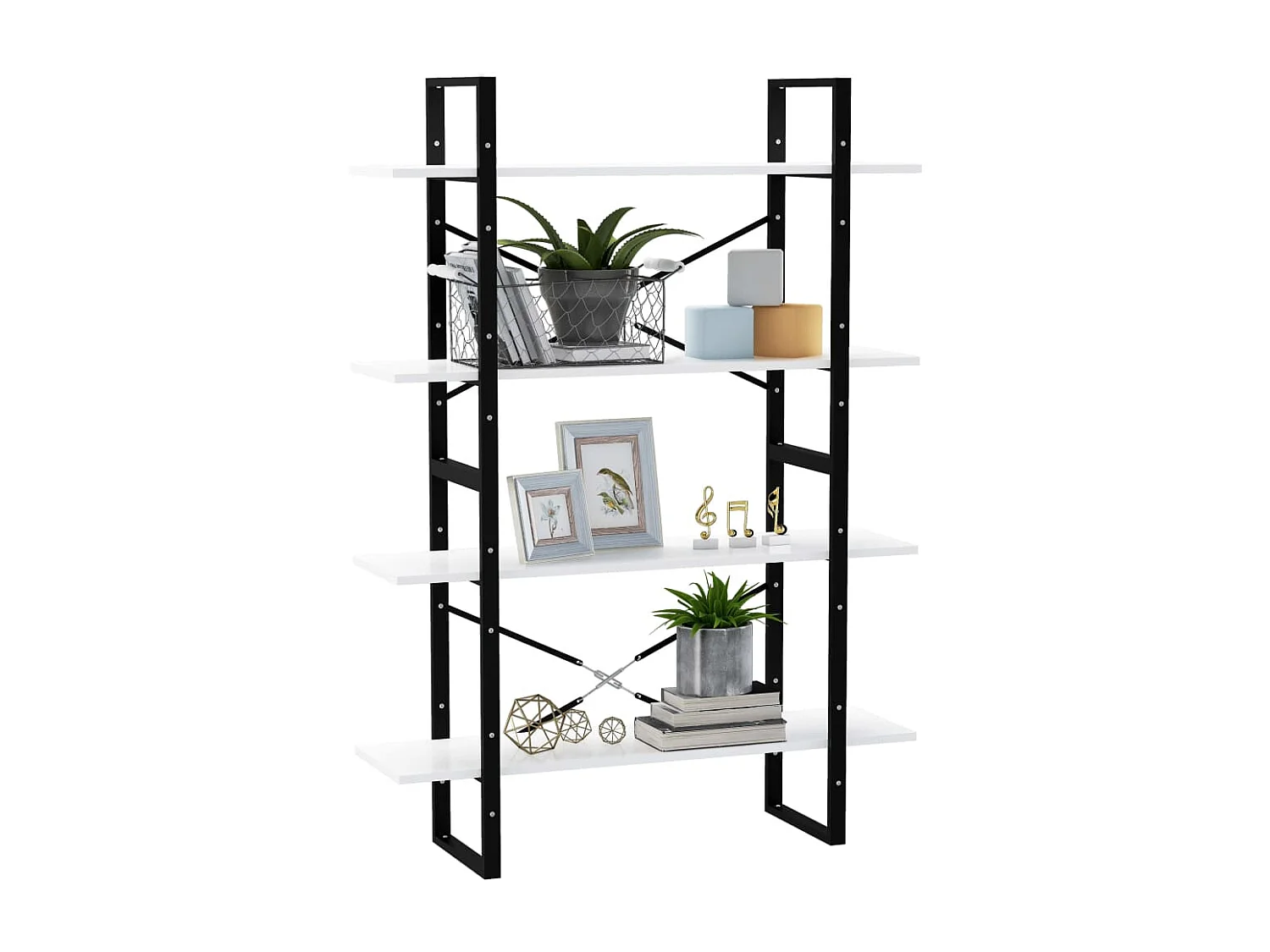 Bibliothèque | Etagère de rangement | Meuble de rangement à 4 niveaux blanc 100x30x140 cm bois d'ingénierie