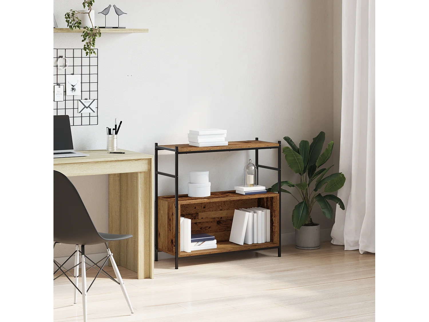 Mobile Libreria | Scaffale | Mobile di stoccaggio in rovere affumicato 80x30x78,5 cm in legno ingegnerizzato