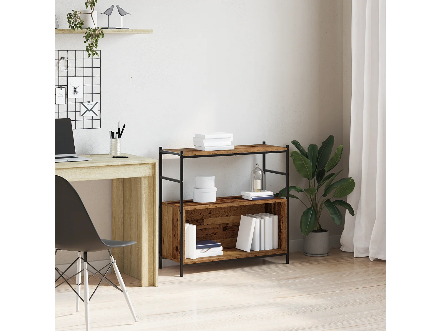 Bibliothèque | Etagère de rangement | Meuble de rangement Chêne Fumé 80x30x78,5 cm Bois Ingénierie