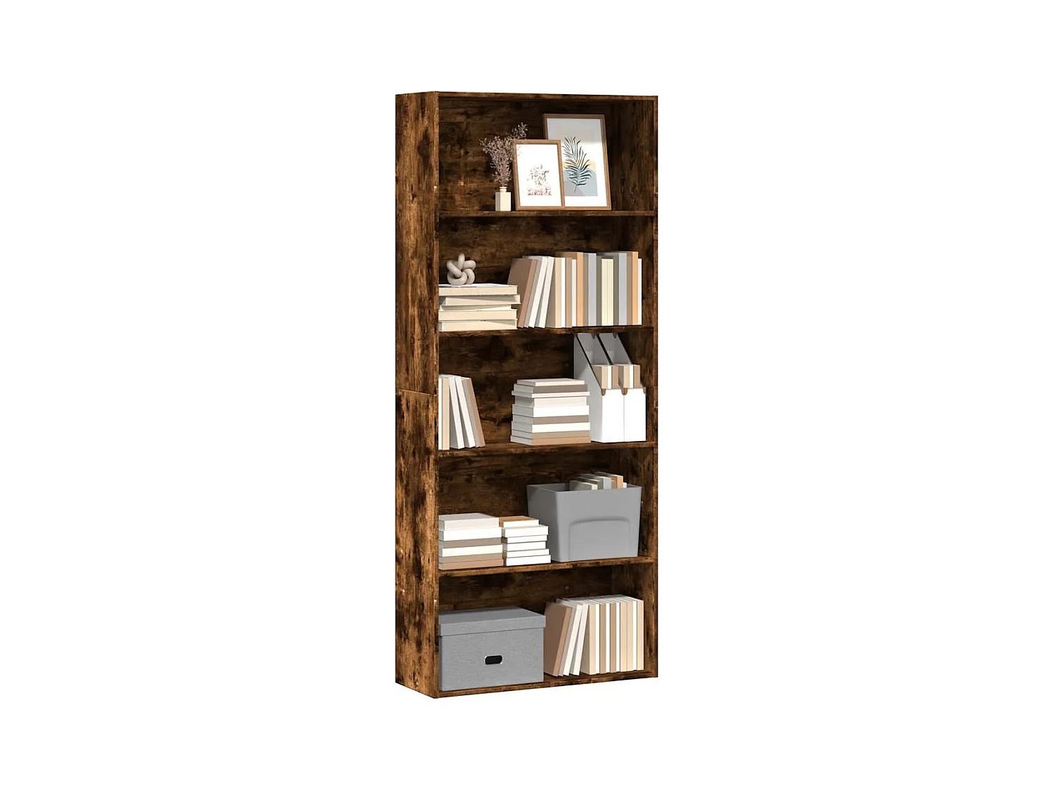 Bibliothèque | Etagère de rangement | Meuble de rangement chêne fumé 80x30x189 cm bois d'ingénierie