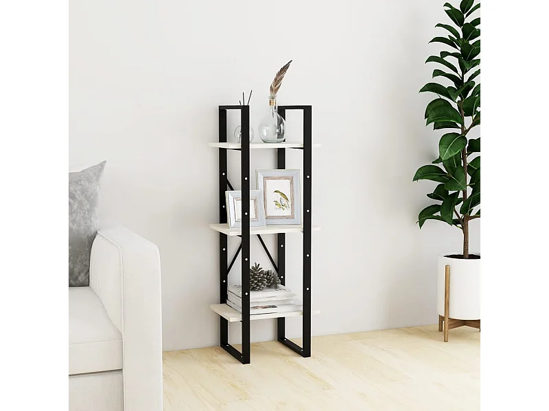 Bibliothèque | Etagère de rangement | Meuble de rangement à 3 niveaux Blanc 40x30x105 cm Bois de pin massif