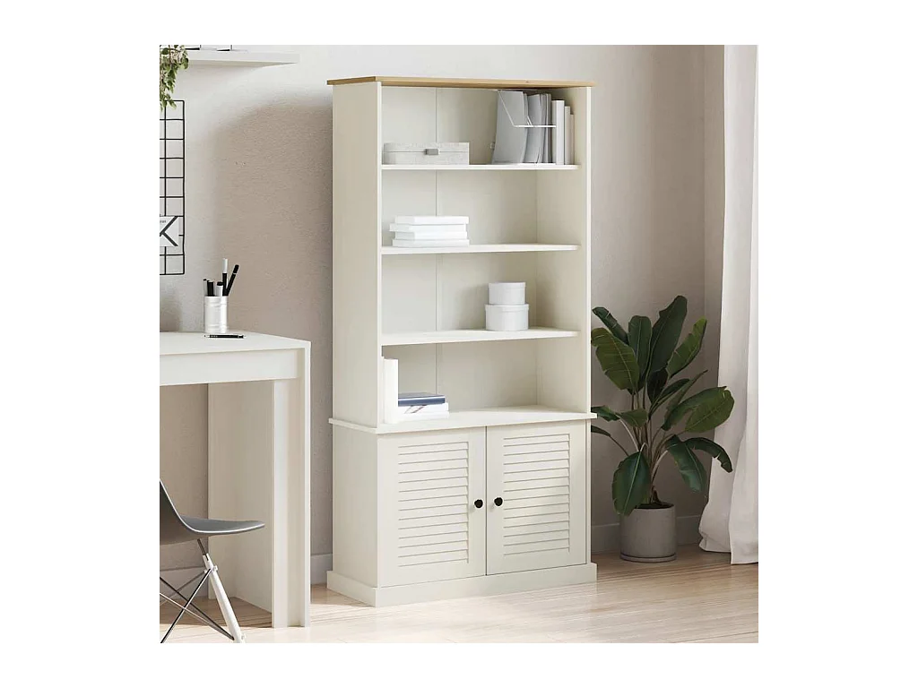 Bibliothèque | Etagère de rangement | Meuble de rangement VIGO blanc 85x35x170 cm bois massif de pin