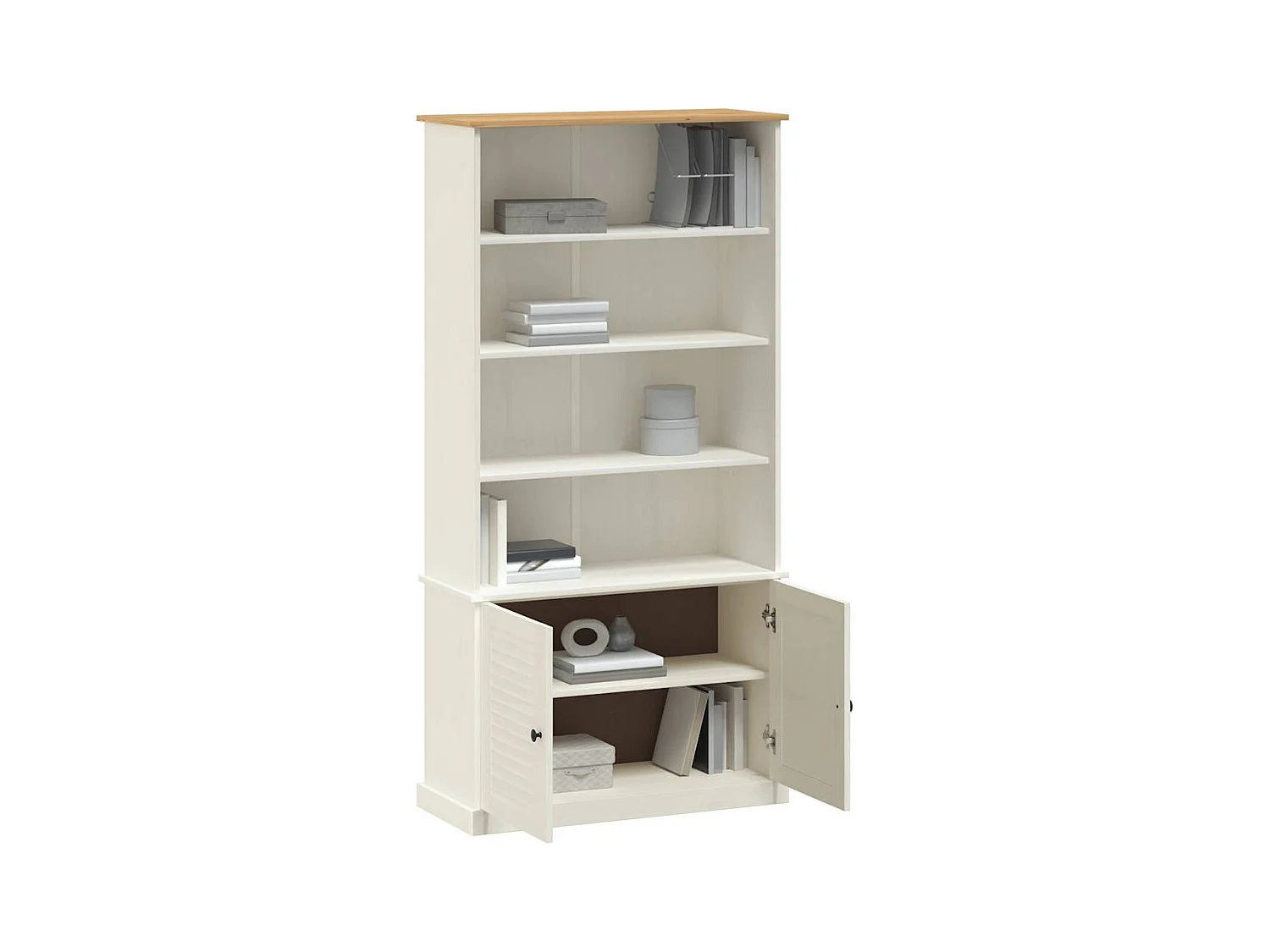 Bibliothèque | Etagère de rangement | Meuble de rangement VIGO blanc 85x35x170 cm bois massif de pin