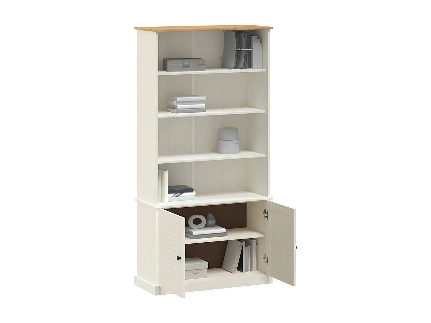 Bibliothèque | Etagère de rangement | Meuble de rangement VIGO blanc 85x35x170 cm bois massif de pin