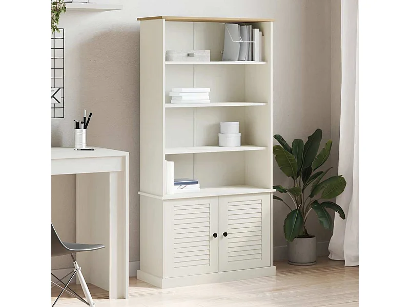 Libreria | Scaffale | Mobile di stoccaggio VIGO 85x35x170 cm in Legno Massello di Pino Bianco
