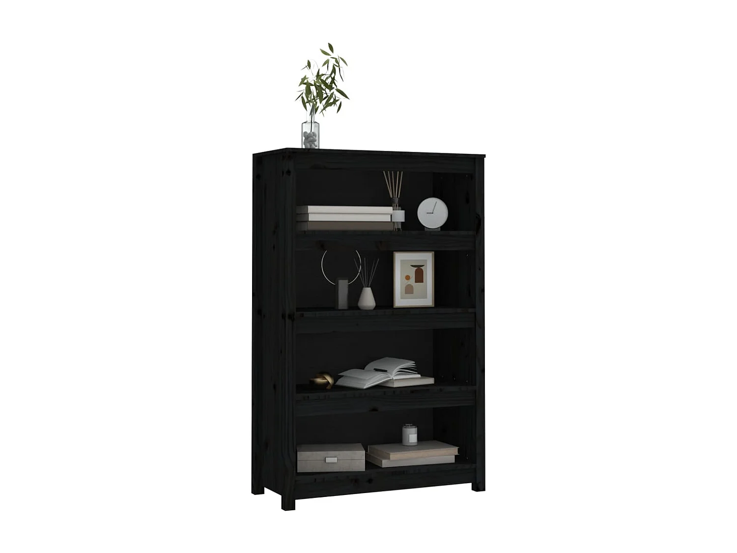 Bibliothèque | Etagère de rangement | Meuble de rangement Noir 80x35x126 cm Bois de pin massif