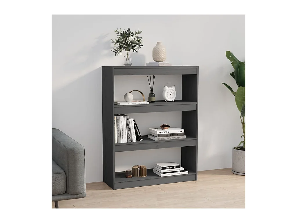 Bibliothèque | Etagère de rangement | Meuble de rangement Gris 80x30x103,5 cm Pin massif
