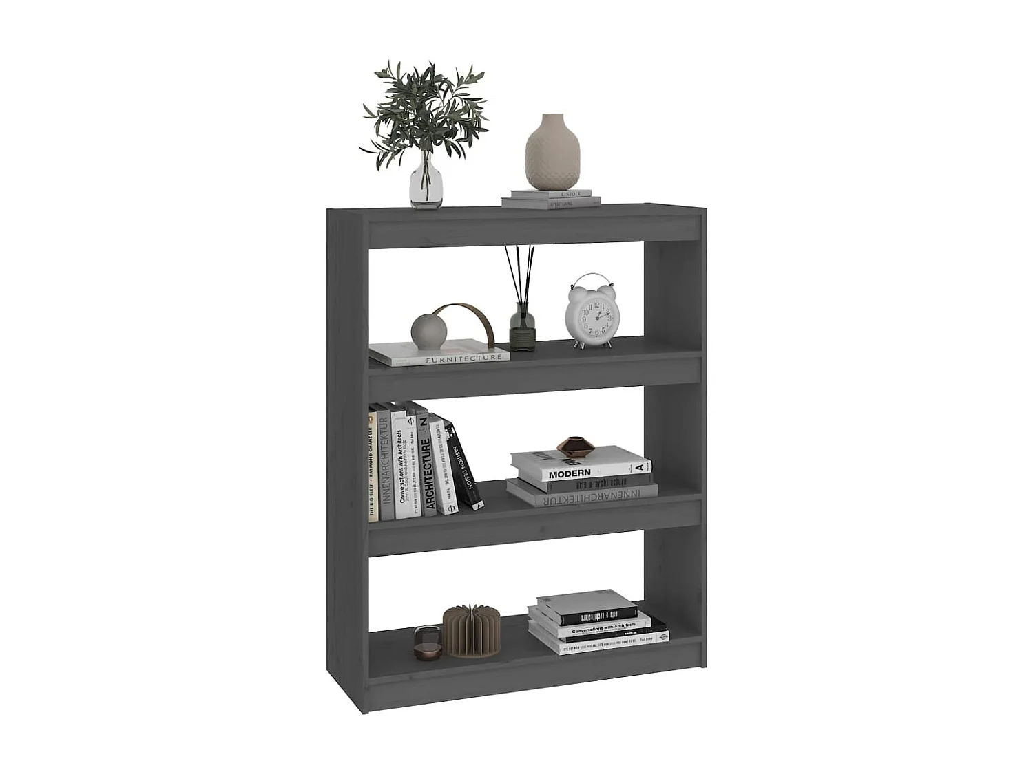 Bibliothèque | Etagère de rangement | Meuble de rangement Gris 80x30x103,5 cm Pin massif