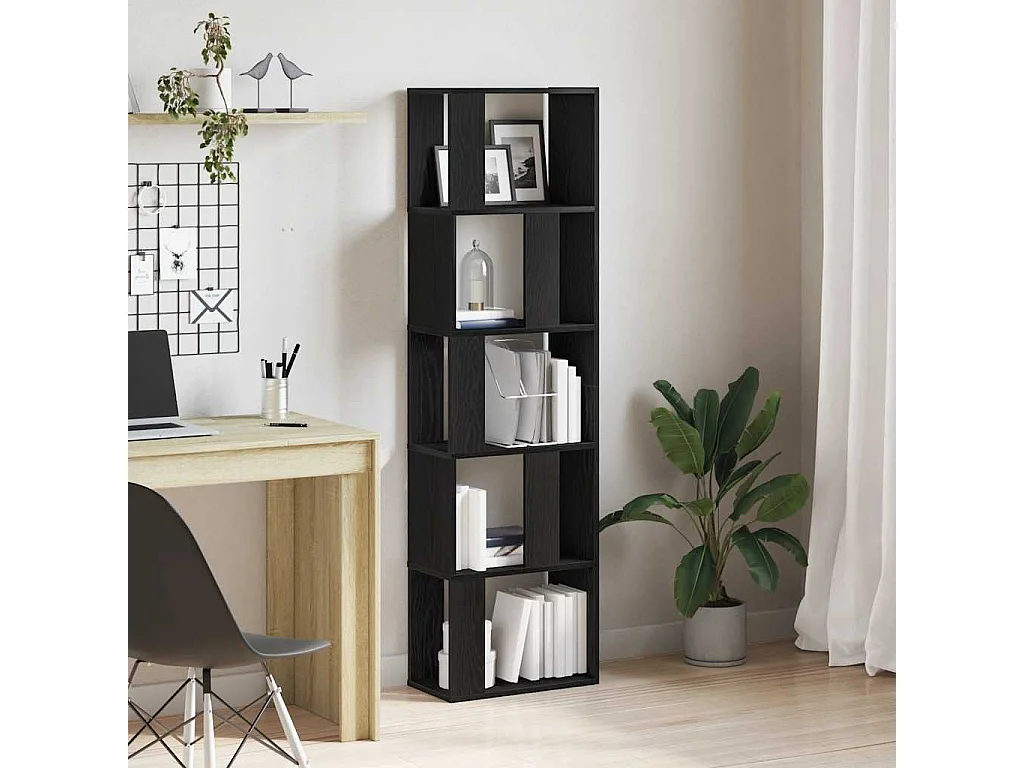 Libreria | Scaffale | Mobile di stoccaggio Divisorio Rovere Nero 45x24x159 cm Legno Multistrato
