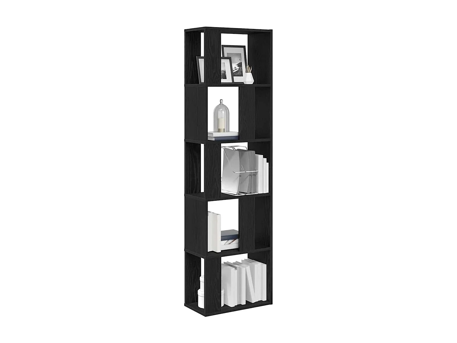 Libreria | Scaffale | Mobile di stoccaggio Divisorio Rovere Nero 45x24x159 cm Legno Multistrato