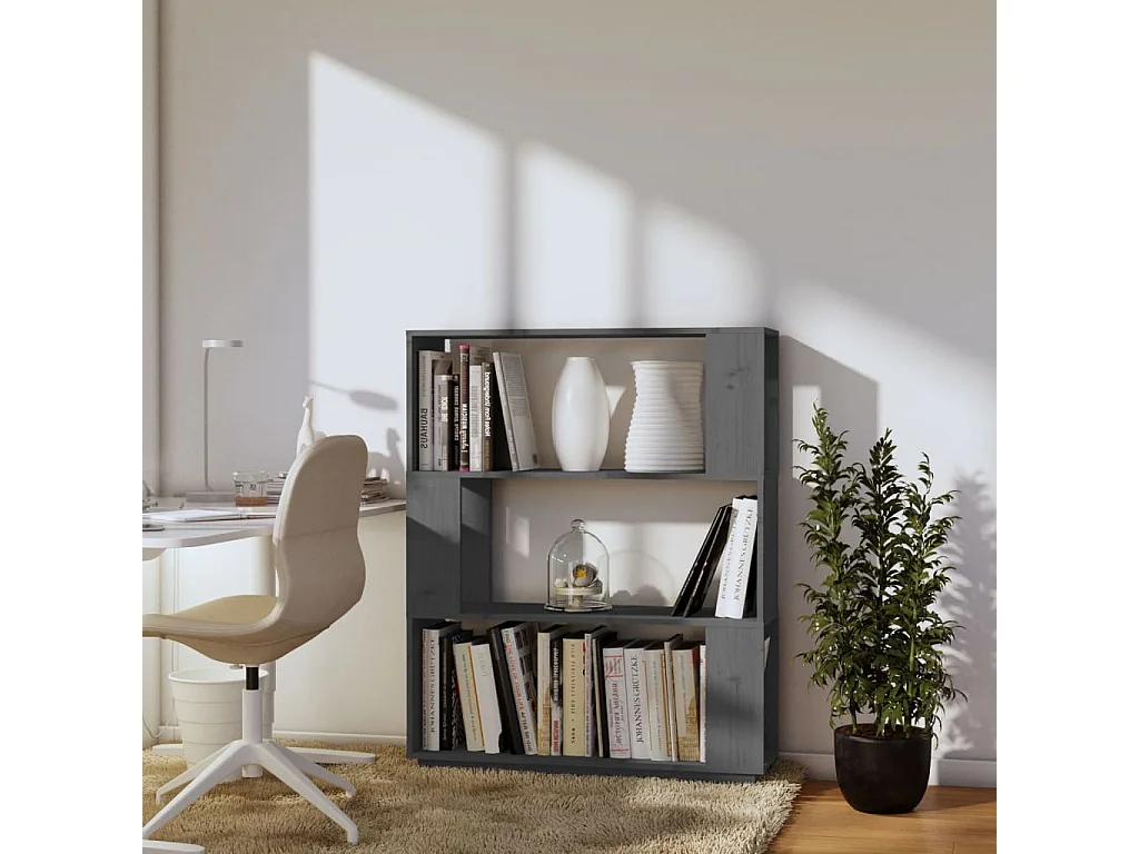 Bibliothèque | Etagère de rangement | Meuble de rangement Gris 80x25x101 cm Pin massif