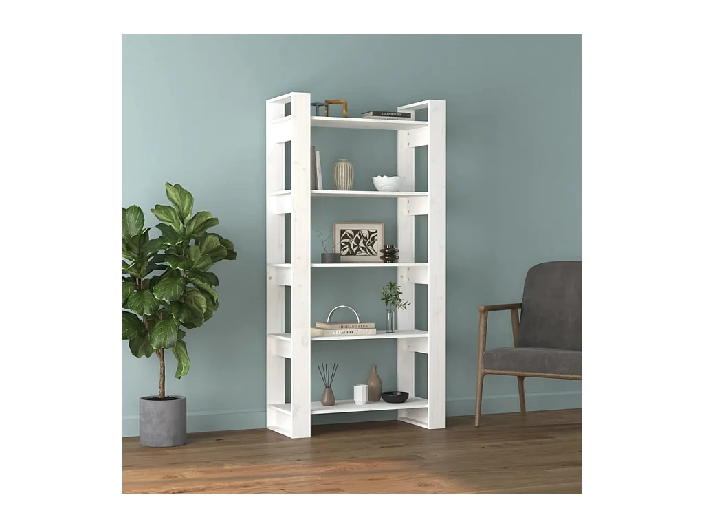 Bibliothèque | Etagère de rangement | Meuble de rangement Blanc 80x35x160 cm Bois massif