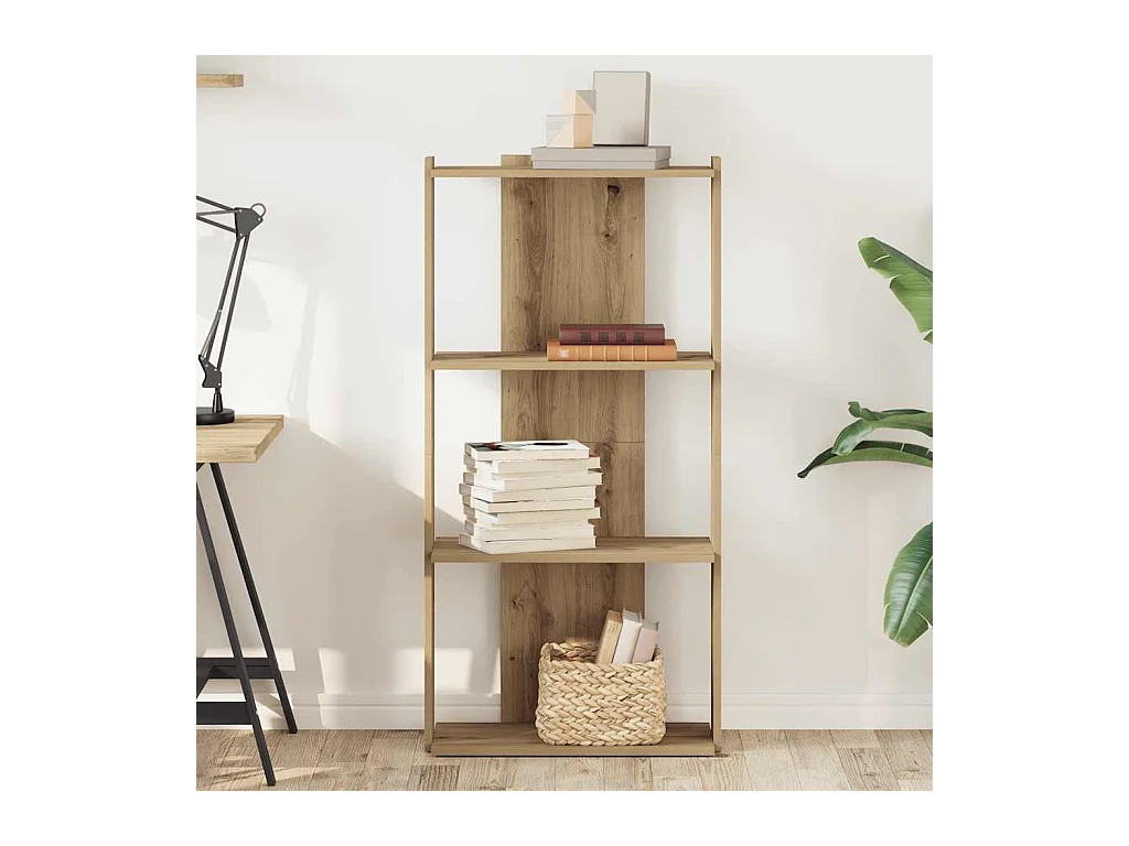 Bibliothèque | Etagère de rangement | Meuble de rangement à 3 niveaux chêne artisanal 60x30x120 cm