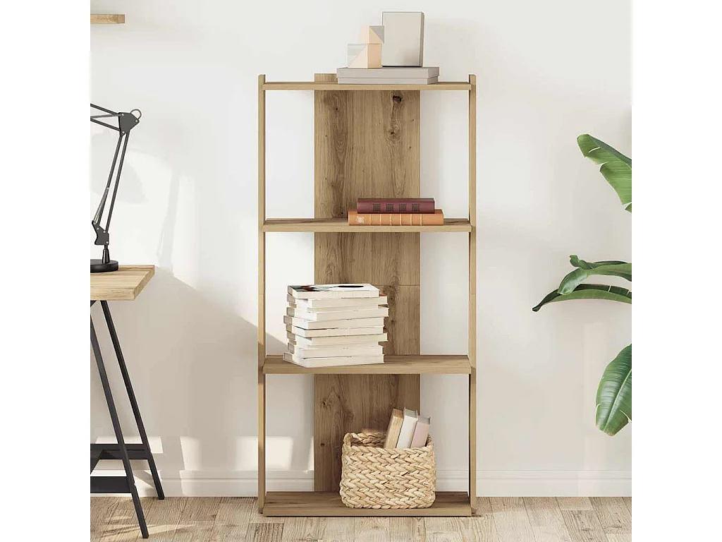 Libreria | Scaffale | Mobile di stoccaggio a 3 Ripiani Rovere Artigianale 60x30x120 cm Truciolato