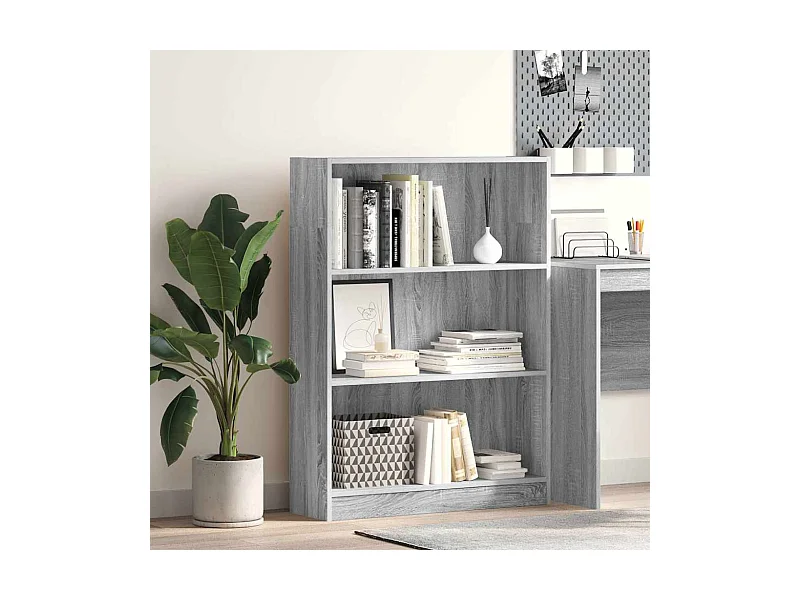 Bibliothèque | Etagère de rangement | Meuble de rangement sonoma gris 80x24x109 cm bois d'ingénierie