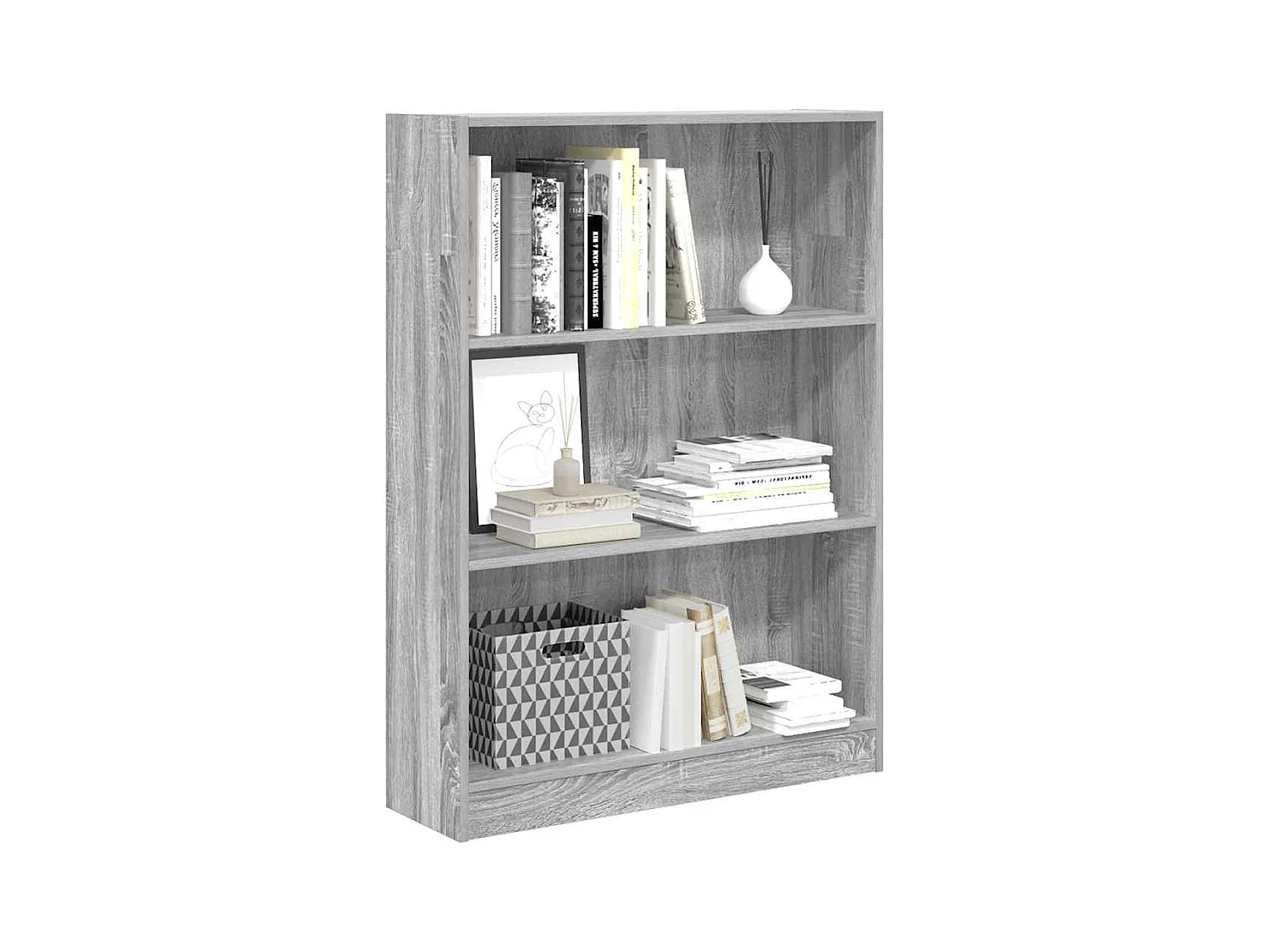 Bibliothèque | Etagère de rangement | Meuble de rangement sonoma gris 80x24x109 cm bois d'ingénierie