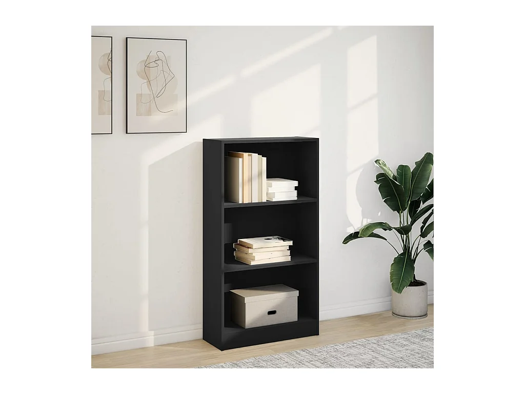 Bibliothèque | Etagère de rangement | Meuble de rangement noir 60x24x109 cm bois d'ingénierie