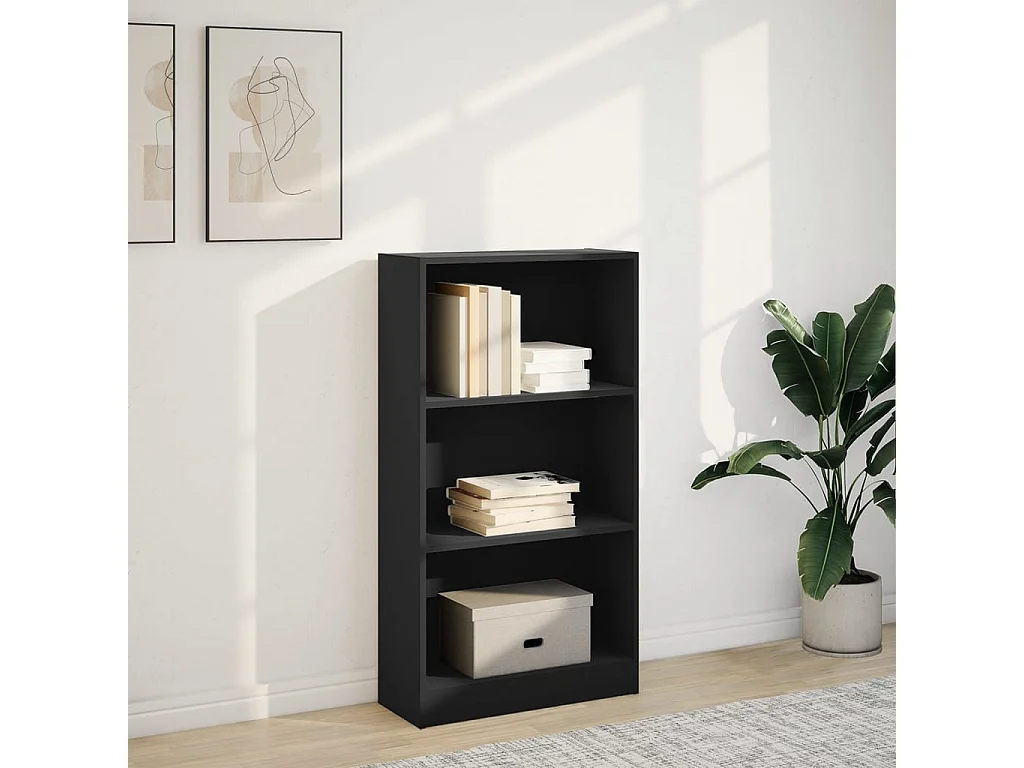Bibliothèque | Etagère de rangement | Meuble de rangement noir 60x24x109 cm bois d'ingénierie