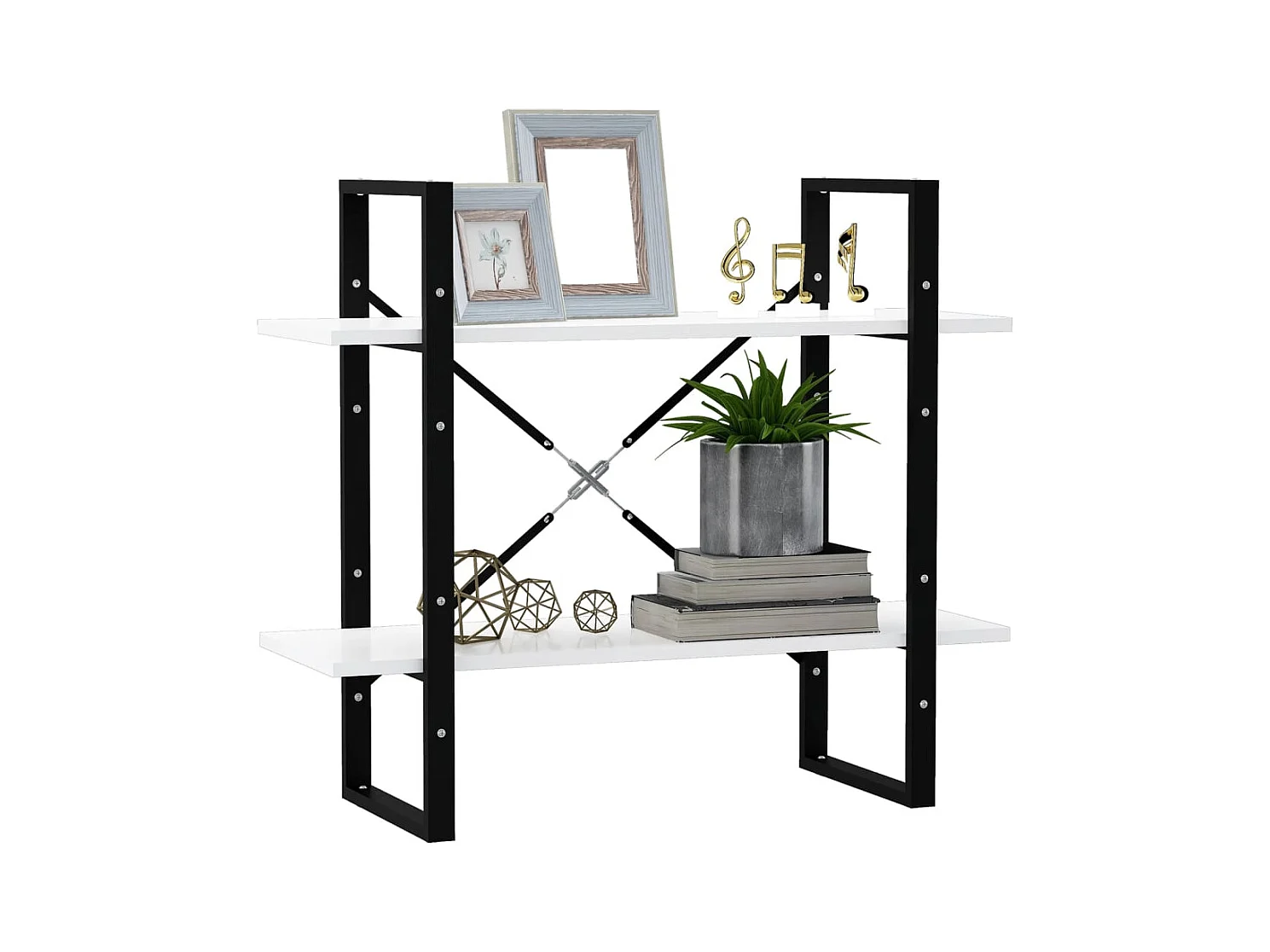 Bibliothèque | Etagère de rangement | Meuble de rangement à 2 niveaux Blanc 80x30x70 cm bois d'ingénierie