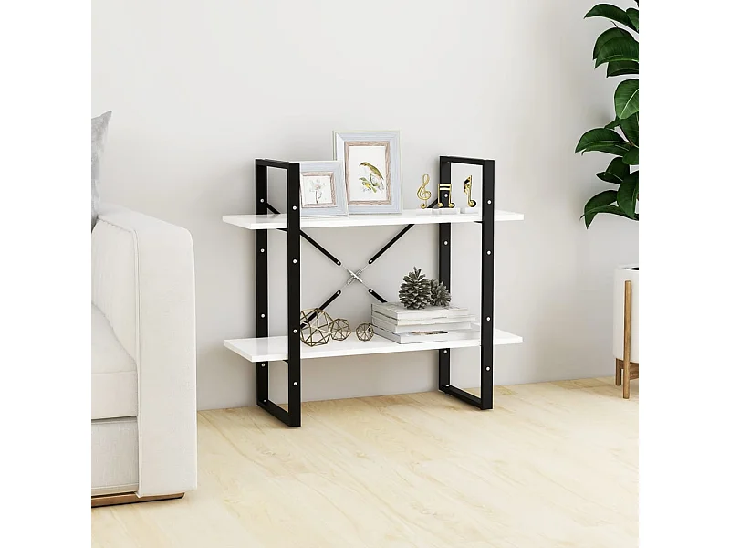 Bibliothèque | Etagère de rangement | Meuble de rangement à 2 niveaux Blanc 80x30x70 cm bois d'ingénierie