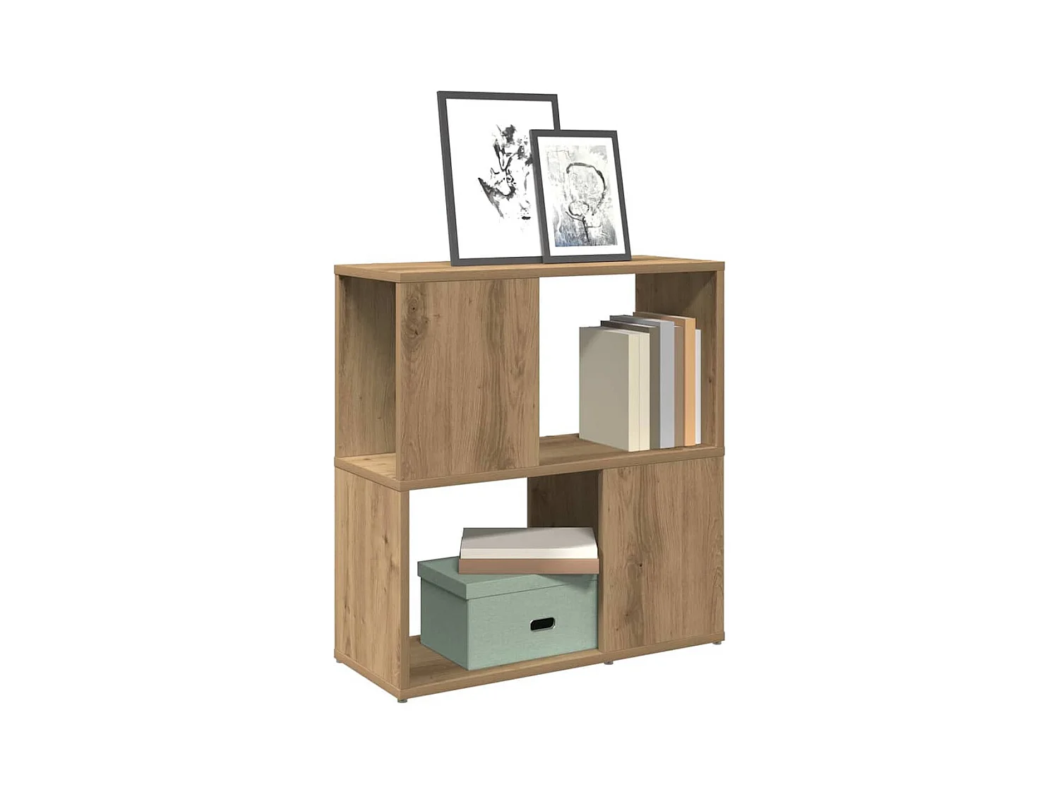 Bibliothèque | Etagère de rangement | Meuble de rangement chêne artisanal 60x24x63 cm bois d'ingénierie
