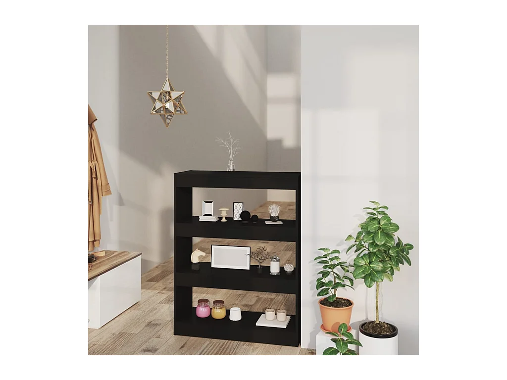 Libreria | Scaffale | Mobile di stoccaggio Divisorio Nero 80x30x103 cm in Legno Multistrato
