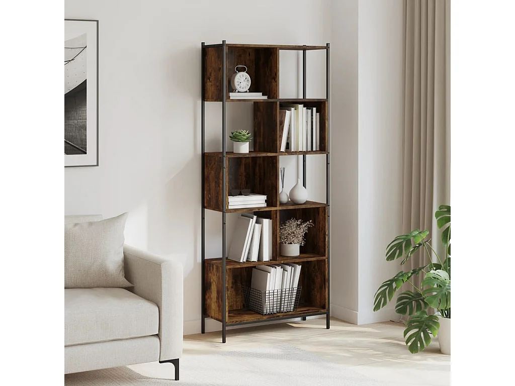 Libreria | Scaffale | Mobile di stoccaggio Rovere Fumo 72x28x172 cm in Legno Multistrato