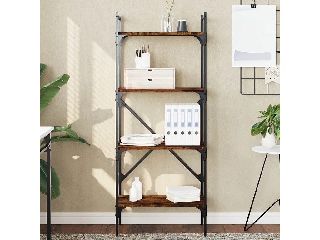 Libreria | Scaffale | Mobile di stoccaggio Rovere Fumo 4 Ripiani 56x31,5x138,5 cm Multistrato