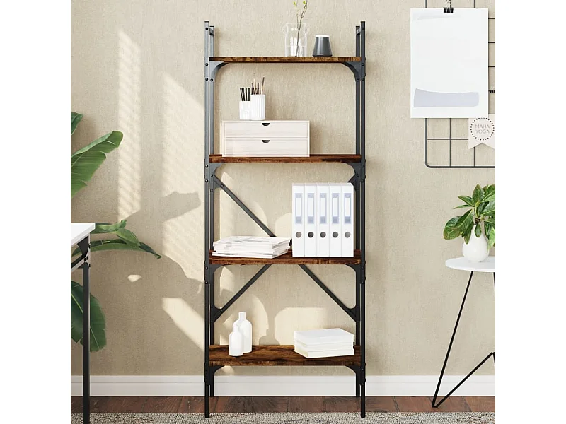 Libreria | Scaffale | Mobile di stoccaggio Rovere Fumo 4 Ripiani 56x31,5x138,5 cm Multistrato