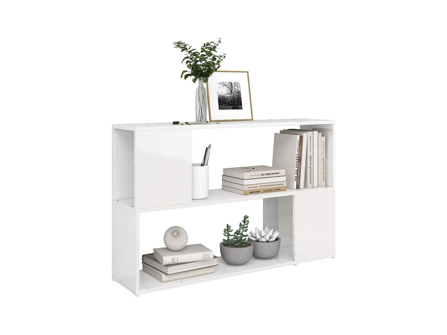 Bibliothèque | Etagère de rangement | Meuble de rangement Blanc brillant 100x24x63 cm Bois d'ingénierie