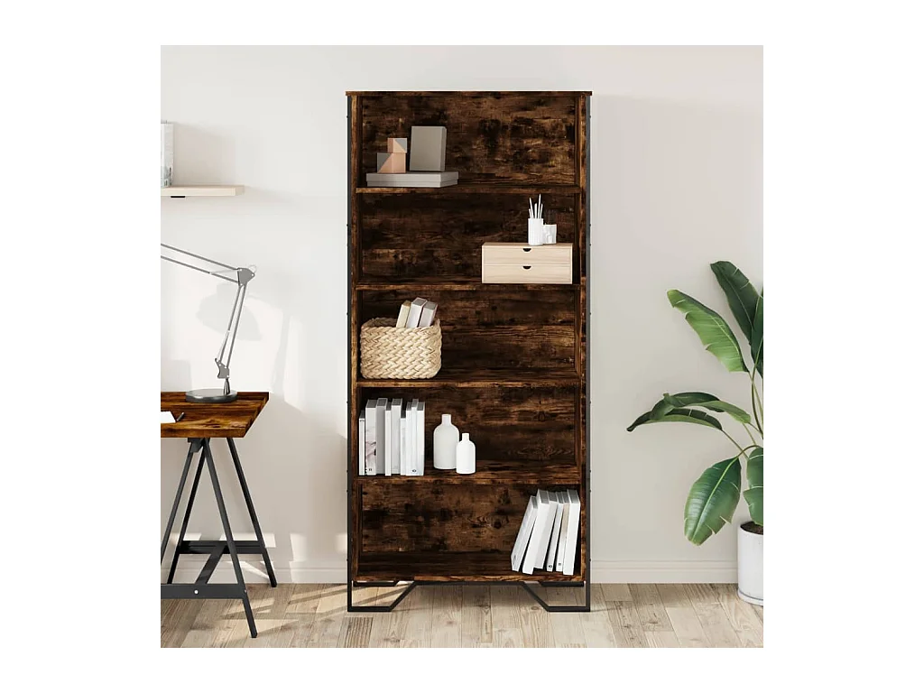 Bibliothèque | Etagère de rangement | Meuble de rangement chêne fumé 80x31x169 cm bois d'ingénierie