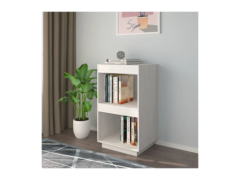 Libreria | Scaffale | Mobile di stoccaggio Bianca 40x35x71 cm in Legno Massello di Pino
