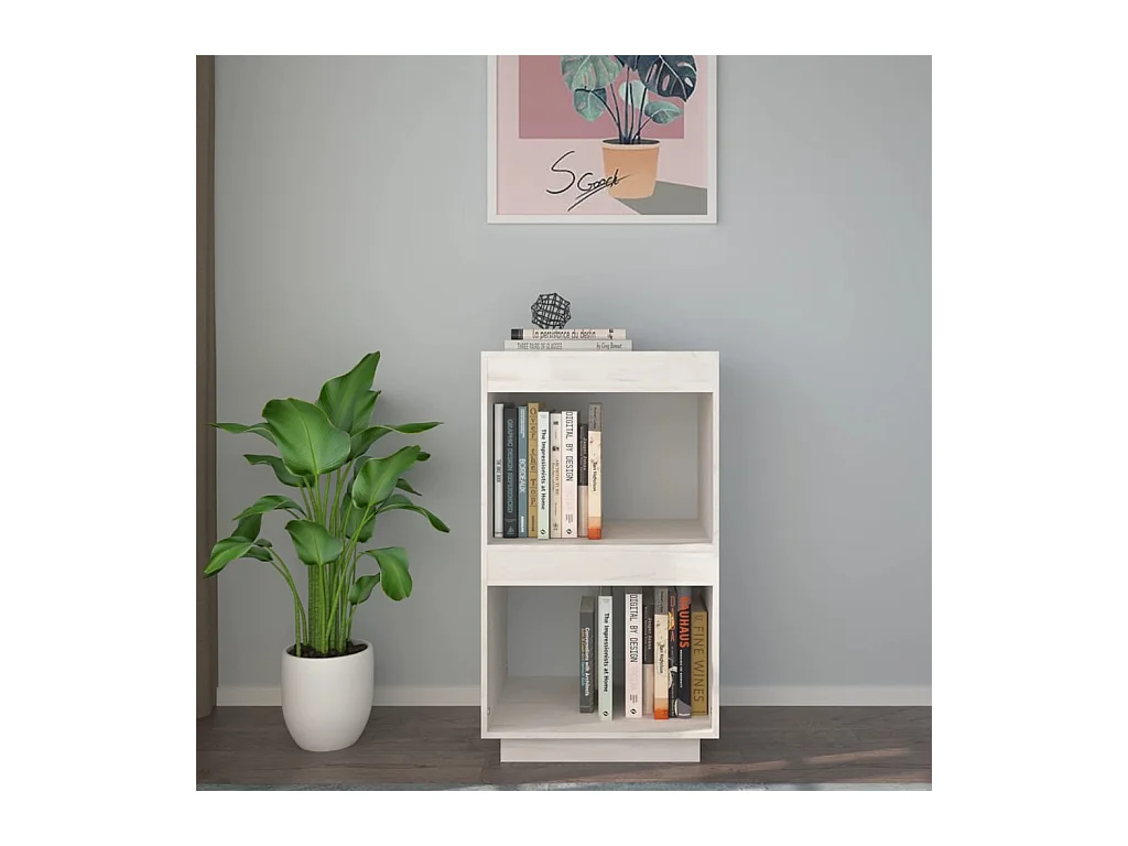 Libreria | Scaffale | Mobile di stoccaggio Bianca 40x35x71 cm in Legno Massello di Pino
