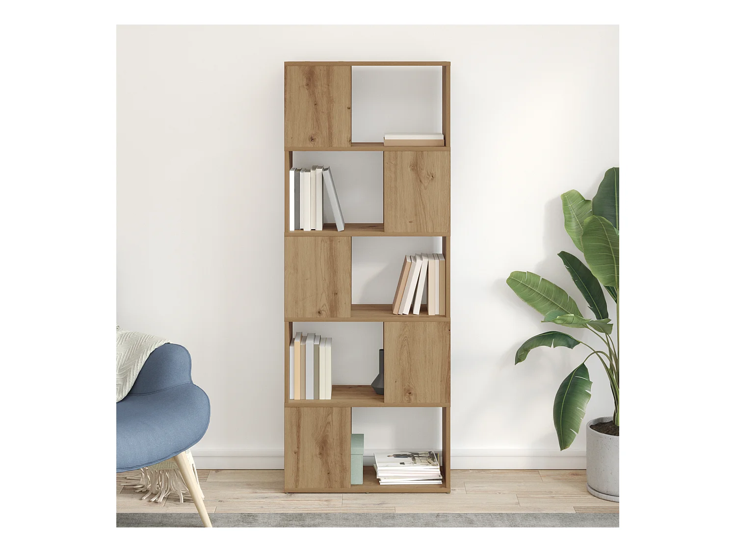 Armadio per Libri | Scaffale Libri | Mobile di stoccaggio Rovere Artigianale Truciolare 60 x 24 x 155 cm Armadio per Libri | Scaffale Libri | Mobile di stoccaggio