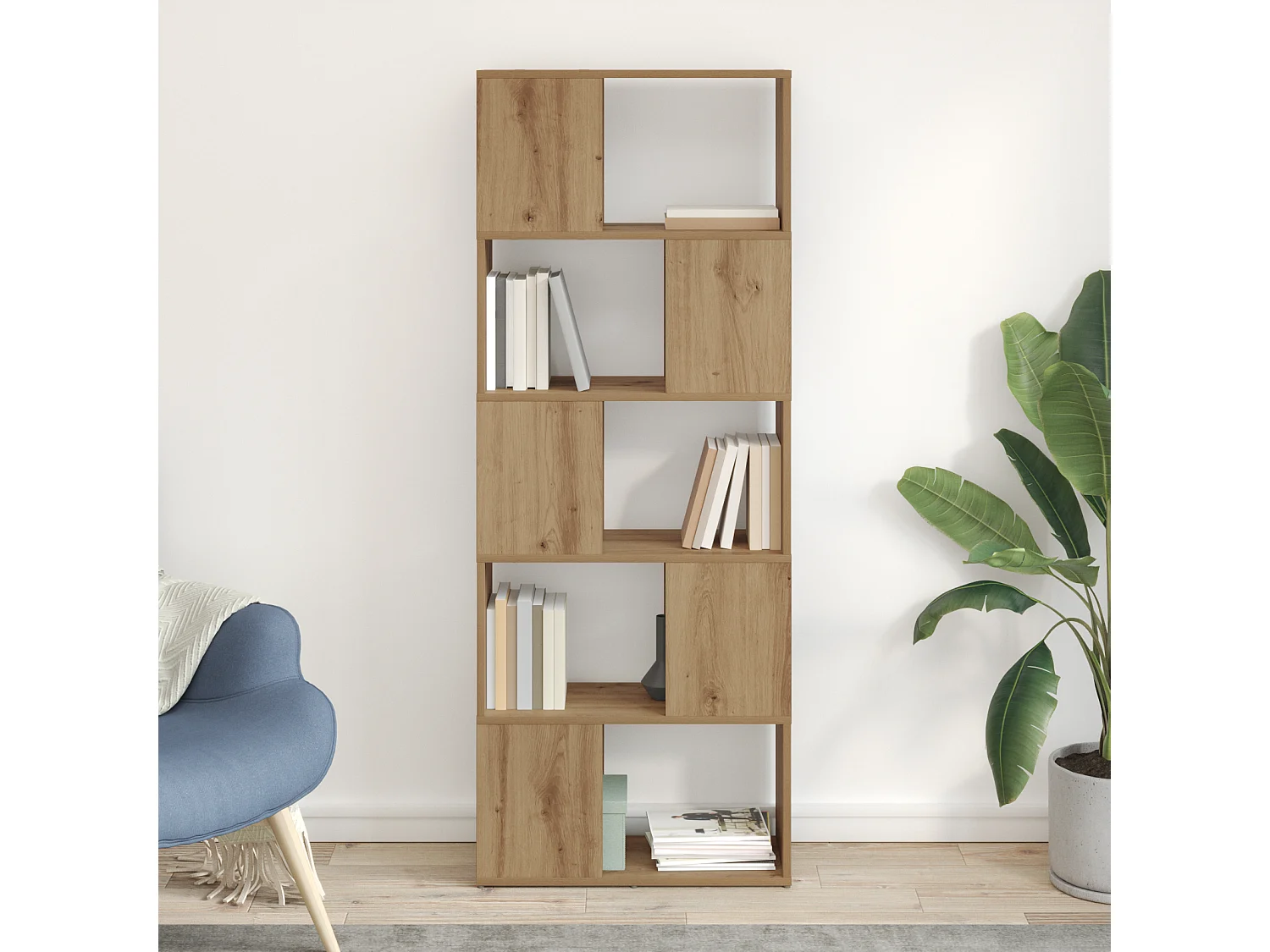 Armadio per Libri | Scaffale Libri | Mobile di stoccaggio Rovere Artigianale Truciolare 60 x 24 x 155 cm Armadio per Libri | Scaffale Libri | Mobile di stoccaggio