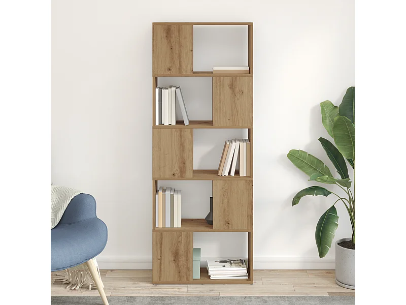 Armadio per Libri | Scaffale Libri | Mobile di stoccaggio Rovere Artigianale Truciolare 60 x 24 x 155 cm Armadio per Libri | Scaffale Libri | Mobile di stoccaggio