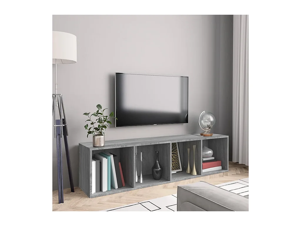 Bibliothèque Meuble TV | Etagère de rangement | Meuble de rangement Sonoma gris 143x30x36cm Bois ingénierie